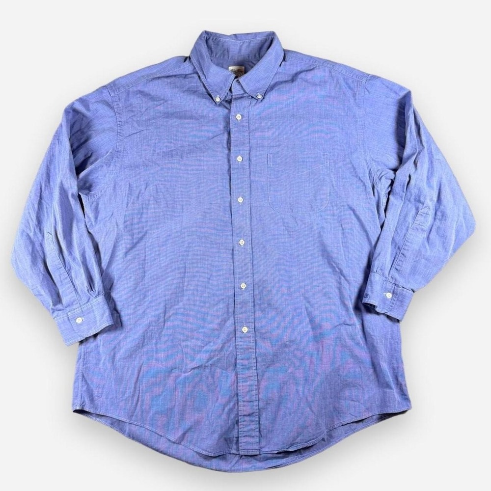 Vintage Brooks Brothers Blue Relaxed Fit Button Down Long Sleeve Shirt USA XL